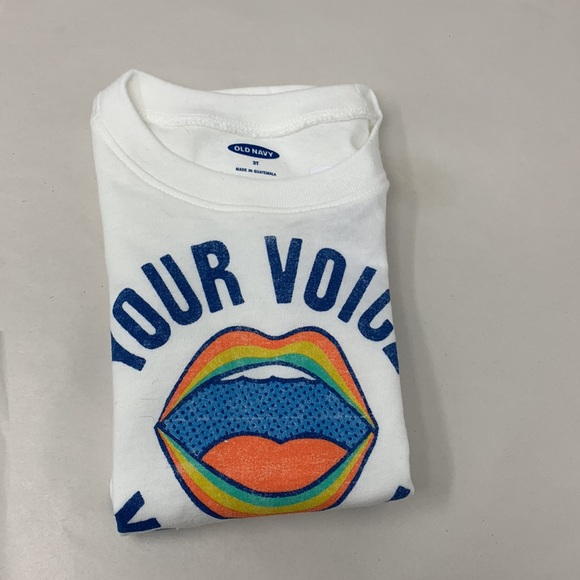 3T NWT Old Navy White Your Voice Your Vote Shirt unisex - Picture 11 of 11